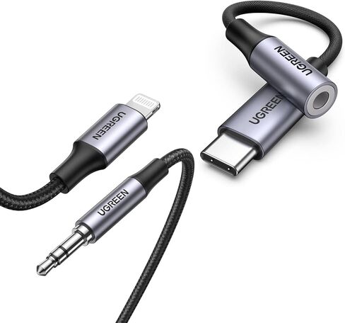 UGREEN 3.3FT Aux Cord for iPhone 13 Bundle with Braided USB C to 3.5mm Audio Headphone Jack Adapter Compatible with Galaxy S22 in Saudi Arabia