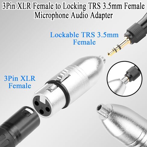 QIANRENON XLR لقفل TRS 3.5 مم موصل ميكروفون 3Pin XLR أنثى لقفل 1/8 TRS أنثى محول صوت متوازن X-L-R إلى مقبس تحويل ستيريو 3.5 مم قابل للقفل، لخلاط كاميرا الفيديو لسماعات الرأس in Kuwait