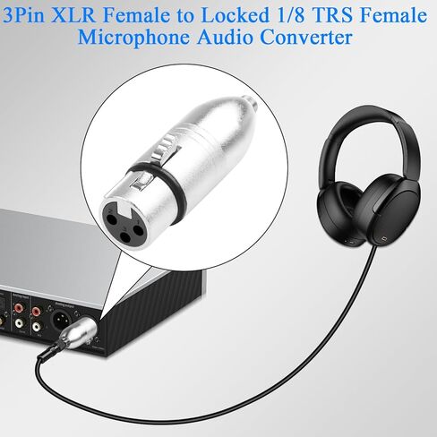 QIANRENON XLR لقفل TRS 3.5 مم موصل ميكروفون 3Pin XLR أنثى لقفل 1/8 TRS أنثى محول صوت متوازن X-L-R إلى مقبس تحويل ستيريو 3.5 مم قابل للقفل، لخلاط كاميرا الفيديو لسماعات الرأس in Kuwait
