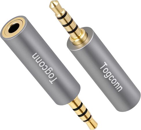 3.5mm TRS to TRRS Adapter 2 Pack, 1/8'' 3.5mm 3-Pole TRS Female to 4-Pole TRRS Male Microphone Audio Jack Converter Connector for Smartphone Headphone Mic 3 Pole to 4 Pole Camera, PC, Laptop, Recorder in Saudi Arabia