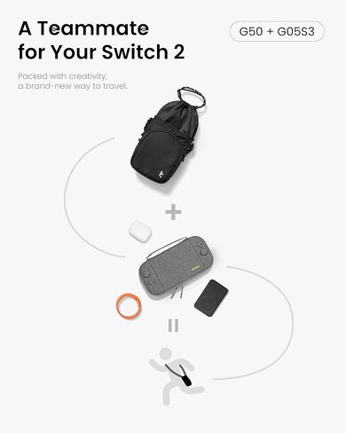 tomtoc G50 Switch 2 JoyCarry Kit -G50 Sling Crossbody Bag and G05S3 Slim Case for Nintendo Switch 2, Protective Travel Carrying Gaming Pouch in Saudi Arabia
