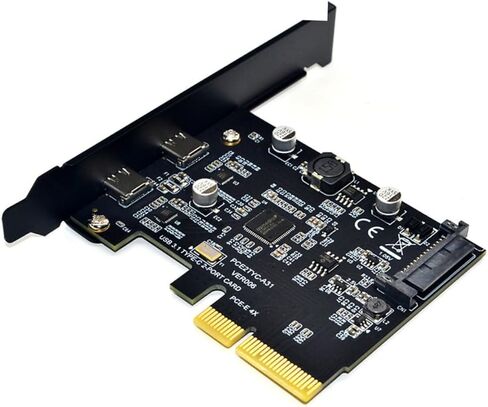 بطاقة توسيع PCIe 10 جيجابت USB مزدوجة النوع C من jojofuny مع مبدد حراري معدني عالي السرعة لنقل البيانات متوافق مع PCI-e لأجهزة الكمبيوتر المكتبية in Kuwait
