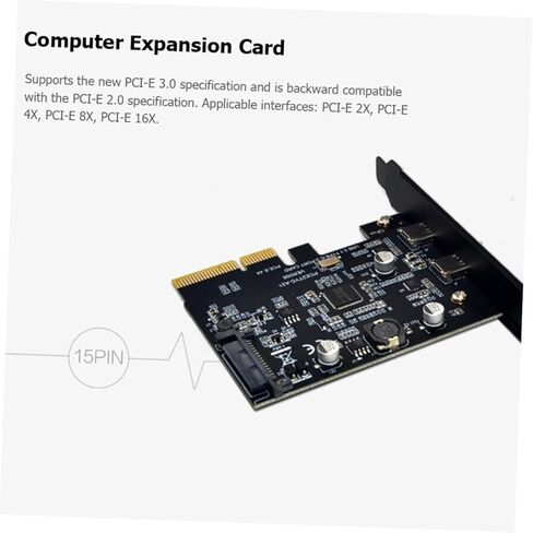 بطاقة توسيع PCIe 10 جيجابت USB مزدوجة النوع C من jojofuny مع مبدد حراري معدني عالي السرعة لنقل البيانات متوافق مع PCI-e لأجهزة الكمبيوتر المكتبية in Kuwait