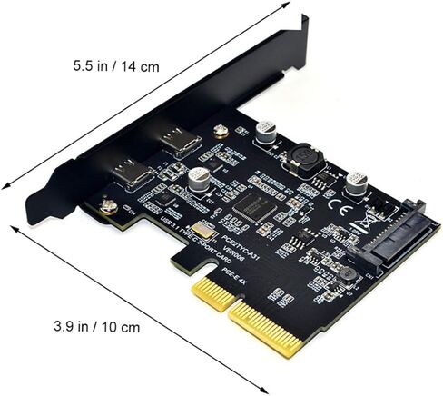 بطاقة توسيع PCIe 10 جيجابت USB مزدوجة النوع C من jojofuny مع مبدد حراري معدني عالي السرعة لنقل البيانات متوافق مع PCI-e لأجهزة الكمبيوتر المكتبية in Kuwait