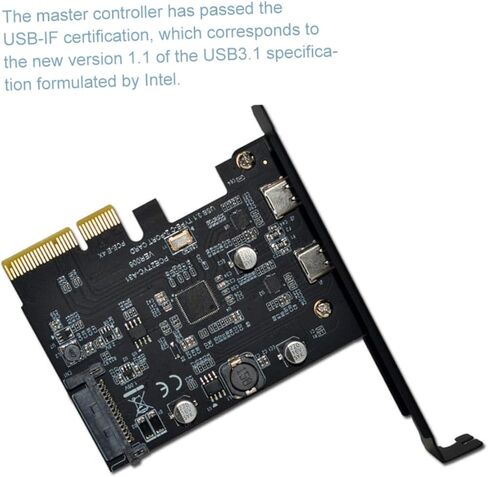 بطاقة توسيع PCIe 10 جيجابت USB مزدوجة النوع C من jojofuny مع مبدد حراري معدني عالي السرعة لنقل البيانات متوافق مع PCI-e لأجهزة الكمبيوتر المكتبية in Kuwait