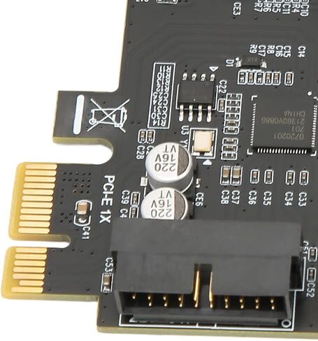بطاقة توسيع Yosoo Health Gear PCIE إلى USB 3.2، بطاقة توسيع USB بمنفذ مزدوج عالي السرعة وقوة عالية 19PIN للهيكل الصغير (لوحة سوداء 19PIN) in Saudi Arabia