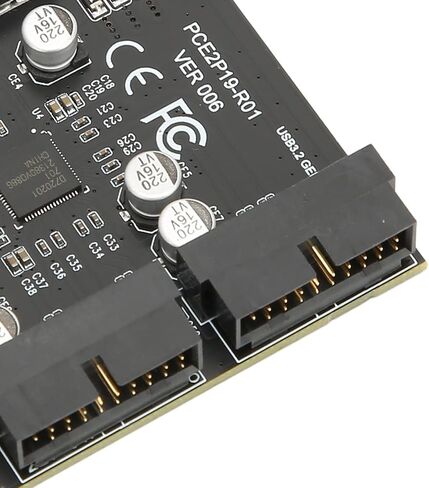 بطاقة توسيع Yosoo Health Gear PCIE إلى USB 3.2، بطاقة توسيع USB بمنفذ مزدوج عالي السرعة وقوة عالية 19PIN للهيكل الصغير (لوحة سوداء 19PIN) in Saudi Arabia