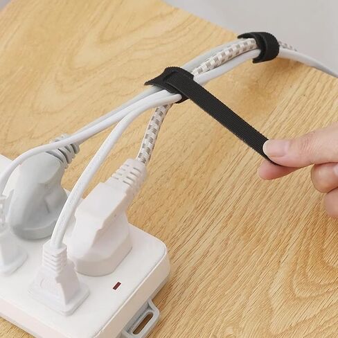 50PCS Reusable Cable Ties, Adjustable Black Cord Straps Wire Organizer Cord Wrap and Hook Loop Cable Management (6 Inches) in Saudi Arabia