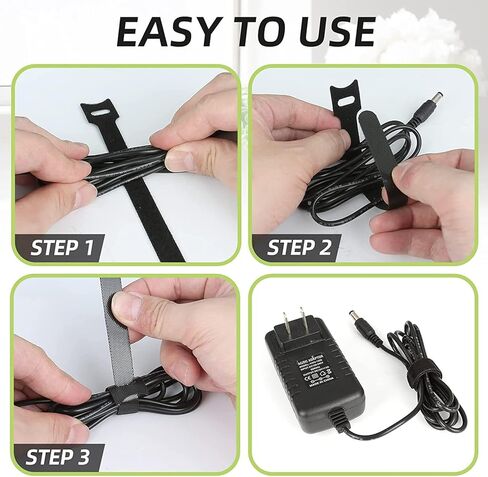 50PCS Reusable Cable Ties, Adjustable Black Cord Straps Wire Organizer Cord Wrap and Hook Loop Cable Management (6 Inches) in Saudi Arabia