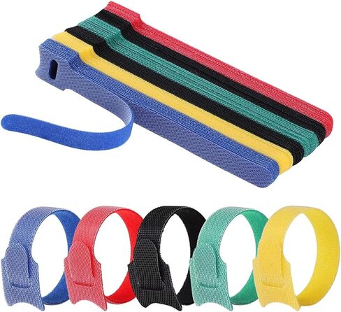 50PCS Reusable Cable Ties, Adjustable Black Cord Straps Wire Organizer Cord Wrap and Hook Loop Cable Management (6 Inches) in Saudi Arabia