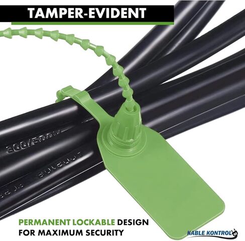Kable Kontrol Tamper Seals مرقمة أربطة مضغوطة لطفاية حريق، 9 بوصة 50 قطعة من العلامات الأمنية للاستعمال مرة واحدة، سحب محكم ذاتي القفل - أخضر in Kuwait