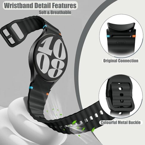 Sport Bands Compatible with Samsung Galaxy Watch 7 6 5 4 Band 40mm 44mm Women Men - No Gap Soft Silicone Strap for Smart Watch S 7 6 5 4 FE, 20mm Wristbands for GalaxyWatch in Saudi Arabia