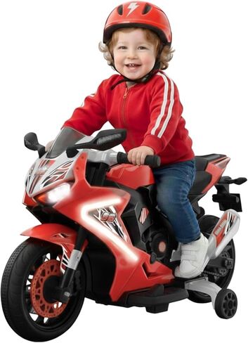 Kid Trax 6V Glow Electric Toddler Kids Motorcycle - دراجة صغيرة ، ألعاب داخلية/خارجية ، متينة ، مصابيح أمامية LED وضوء الجسم ، أصوات الواقعية ، ركوب الأطفال على الألعاب ، Max Weight 65 رطلاً ، تتراوح أعمارهم بين 3-6 ، بلو ، أزرق in Kuwait