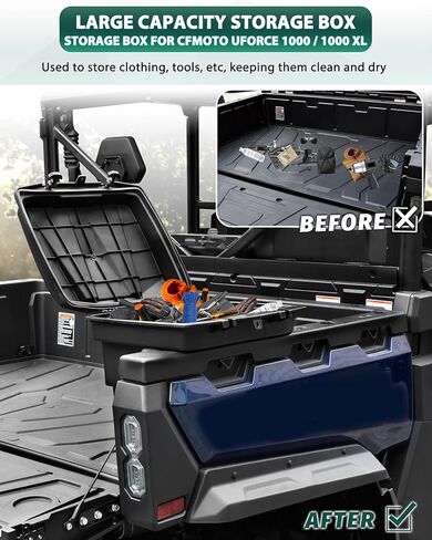 Rear Cargo Box for CFMOTO UFORCE 1000, 20L Double Layer Removable Rear Bed Storage Box for CFMOTO UFORCE 1000 2019-2025/1000 XL 2022-2025 Accessories in Saudi Arabia