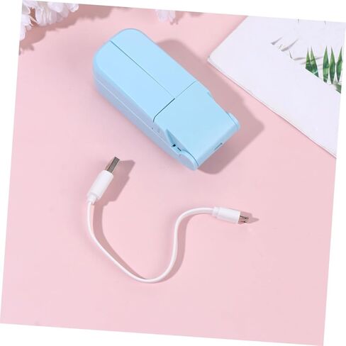 مروحة USB صغيرة محمولة برأسين قابلة لإعادة الشحن، مبرد محمول صغير قابل للطي للسفر للاستخدام في الهواء الطلق مع شحن USB باللون الأزرق in Kuwait