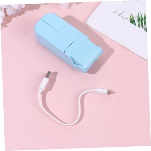 مروحة USB صغيرة محمولة برأسين، مروحة صغيرة محمولة قابلة لإعادة الشحن مع تصميم قابل للطي للسفر والاستخدام الخارجي، USB أزرق خفيف الوزن in Kuwait