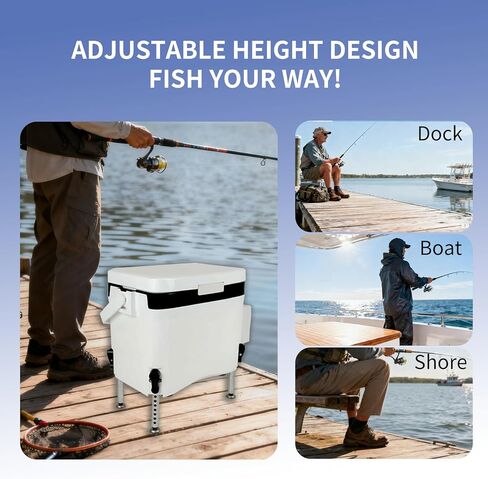 Haoguo Live Bait Cooler مع مهوية 16.9Qt دلو طعم الصيد مع مضخة مهوية قابلة لإعادة الشحن، اتصال مغناطيسي، ارتفاع قابل للتعديل، للصيد في الهواء الطلق، والتخييم، وركوب القوارب in Saudi Arabia