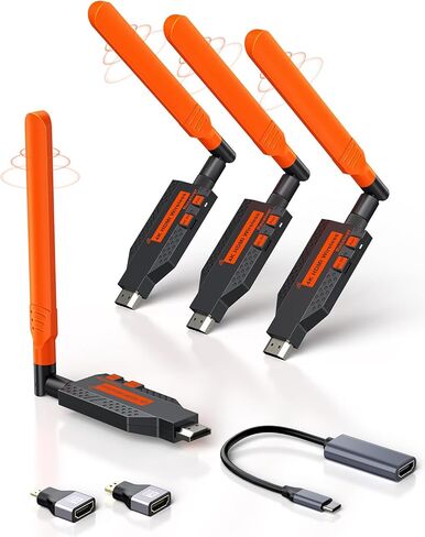 جهاز إرسال HDMI لاسلكي و4 أجهزة استقبال، مخرج فك تشفير 4K بدقة 1080 بكسل عالي الدقة، قابس موسع 5.8 جيجا وتشغيل منخفض لبث الفيديو/الصوت متعدد التلفزيون/الشاشة/جهاز العرض (مع حقيبة تخزين) in Kuwait