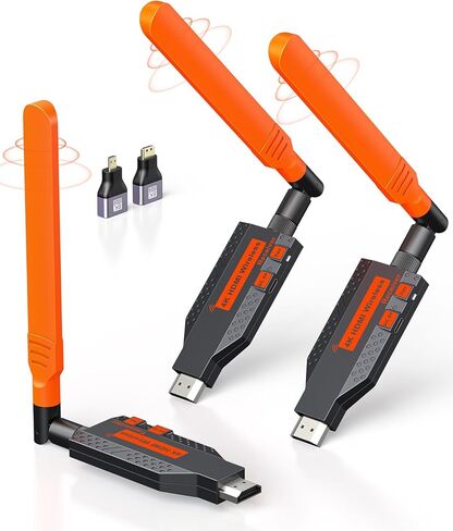 جهاز إرسال HDMI لاسلكي و4 أجهزة استقبال، مخرج فك تشفير 4K بدقة 1080 بكسل عالي الدقة، قابس موسع 5.8 جيجا وتشغيل منخفض لبث الفيديو/الصوت متعدد التلفزيون/الشاشة/جهاز العرض (مع حقيبة تخزين) in Kuwait