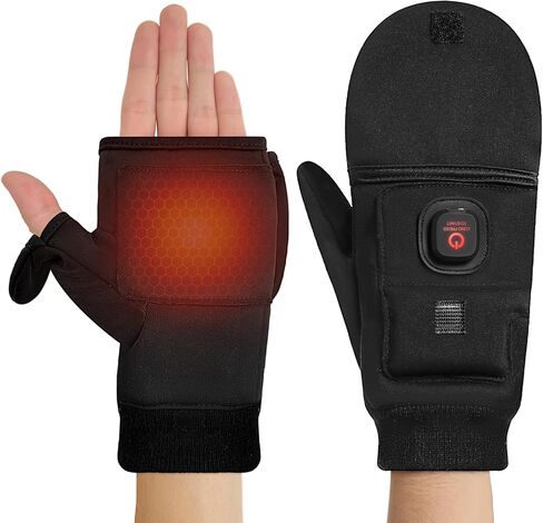 قفازات تسخين للرجال والنساء، قفازات كهربائية بدون أصابع قابلة لإعادة الشحن بـ 3 مستويات تسخين مع تصميم قلاب (S/L) in Kuwait