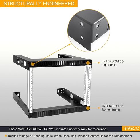 رف تثبيت على الحائط RIVECO 9U للشبكة - 17.7 بوصة عمق 2 رفوف إطار مفتوحة سهلة التجميع تم تصميمها لمعدات الاستريو/الخادم/AV/البيانات المنزلية ومسامير M5 50 مجموعة in Saudi Arabia