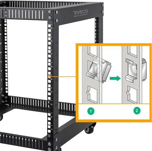 رف تثبيت على الحائط RIVECO 9U للشبكة - 17.7 بوصة عمق 2 رفوف إطار مفتوحة سهلة التجميع تم تصميمها لمعدات الاستريو/الخادم/AV/البيانات المنزلية ومسامير M5 50 مجموعة in Saudi Arabia