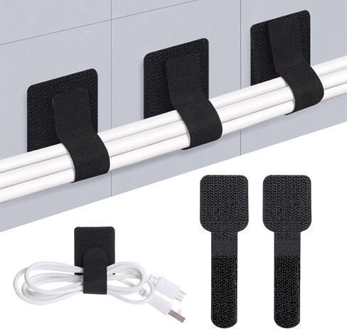 30 Pcs Loop Cable Ties and Heavy-Duty Self Adhesive Hook, Adjustable & Reusable Cable Management Straps for Under Desk, Household & Office Essentials, Multi-Purpose Cord Organizer Clips in Saudi Arabia