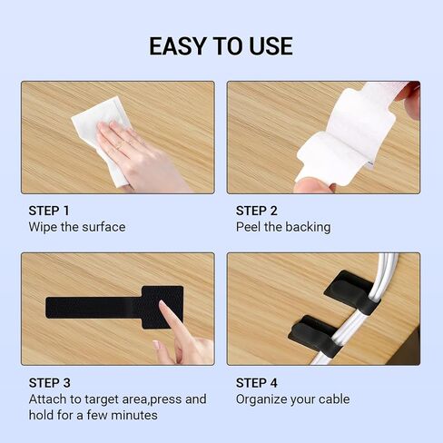 30 Pcs Loop Cable Ties and Heavy-Duty Self Adhesive Hook, Adjustable & Reusable Cable Management Straps for Under Desk, Household & Office Essentials, Multi-Purpose Cord Organizer Clips in Saudi Arabia