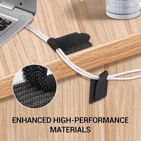 30 Pcs Loop Cable Ties and Heavy-Duty Self Adhesive Hook, Adjustable & Reusable Cable Management Straps for Under Desk, Household & Office Essentials, Multi-Purpose Cord Organizer Clips in Saudi Arabia