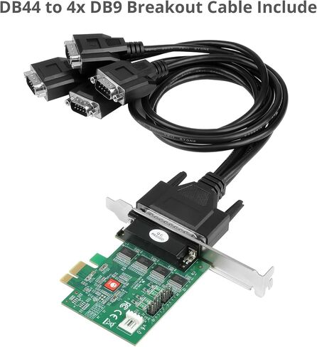 بطاقة محول تسلسلي SIIG ذات 4 منافذ PCI Express RS232 - بطاقة PCIe إلى بطاقة DB9 التسلسلية - طاقة RS-232 5 فولت أو 12 فولت، مجموعة شرائح ASIX AX99100، ملف تعريف مزدوج، متوافق مع TAA (JJ-E40011-S6) in Saudi Arabia