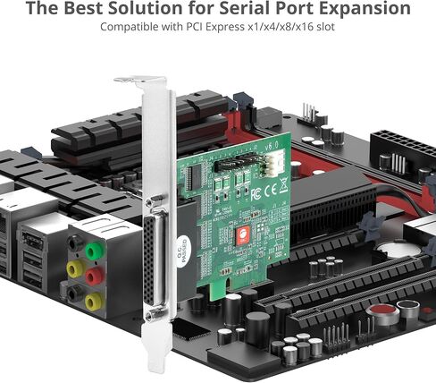 بطاقة محول تسلسلي SIIG ذات 4 منافذ PCI Express RS232 - بطاقة PCIe إلى بطاقة DB9 التسلسلية - طاقة RS-232 5 فولت أو 12 فولت، مجموعة شرائح ASIX AX99100، ملف تعريف مزدوج، متوافق مع TAA (JJ-E40011-S6) in Saudi Arabia