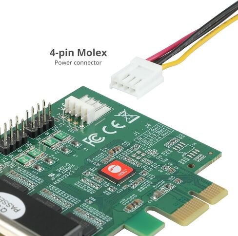 بطاقة محول تسلسلي SIIG ذات 4 منافذ PCI Express RS232 - بطاقة PCIe إلى بطاقة DB9 التسلسلية - طاقة RS-232 5 فولت أو 12 فولت، مجموعة شرائح ASIX AX99100، ملف تعريف مزدوج، متوافق مع TAA (JJ-E40011-S6) in Saudi Arabia