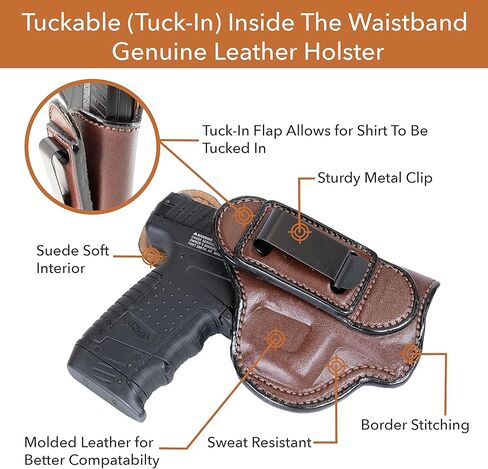 حافظة جلدية Maxx Carry Tuckable IWB لـ Walther PPK. داخل حافظة البنطلون للحمل المخفي. in Kuwait