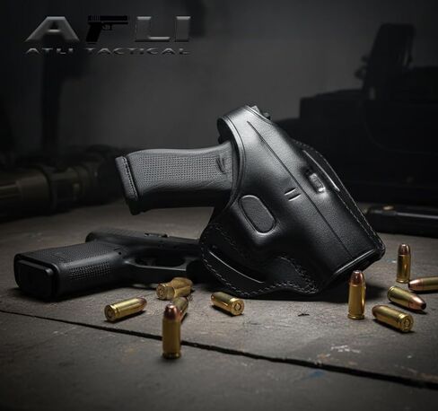 حافظة جلدية OWB لـ Glock 43 - حافظة OWB لـ Glock 43x - لـ G42 43 43X Mos، Rgr SR22 LC9s EC9s، Taurus GX4 - حافظات جلدية لـ Glock 42 - حافظات فطيرة من جلد العجل in Kuwait