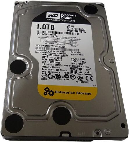 Western Digital RE3 WD1002FBYS 1TB 7200RPM 32MB Cache SATA 3.0Gb/s 3.5" Internal Hard Drive (PC, Mac, NAS, CCTV DVR) - [Renewed] w/ 1 Year Warranty in Kuwait