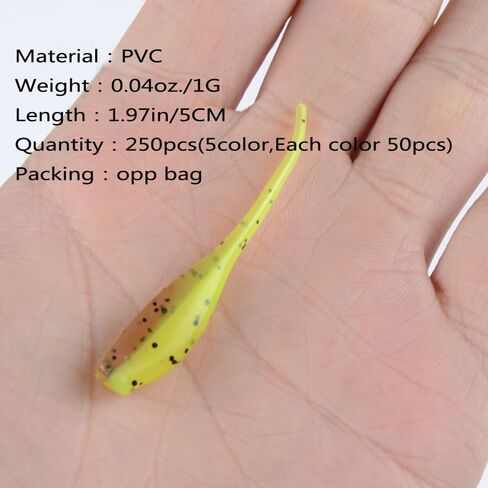 1.97in Colorful Pintail Tadpole Soft Baits 0.04oz.Silicone Swimbaits 50-Pack Worm Soft Plastic Bait Saltwater Freshwater Carp Catfish Bass Panfish Trout in Saudi Arabia