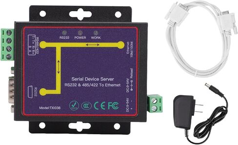 Yunseity Industrial Serial Port Server, 485 422 232 to Ethernet Converter with Server Client UDP Mode, ESD Protective System, for Modbus RTU Bidirectional Transmission Support (US Plug) in Saudi Arabia