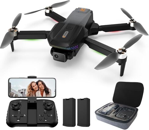 1080P Camera Drone for Adults, Brushless Motor FPV Foldable Quadcopter with 2 Batteries for 50 Mins Flight, One-Key Start, Altitude Hold, 360° Flip, Carrying Case in Saudi Arabia