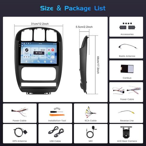 4+128G for Dodge Caravan for Chrysler Town & Country 2000-2007 Radio CarPlay 10.1" Incell Touchscreen Car Stereo Android 15 Android Auto Bluetooth 5.0 GPS WiFi 15UI Backup Camera in Saudi Arabia
