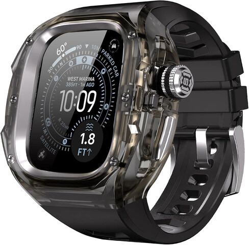 حافظة لساعة Apple Watch Ultra 3/2/1 مقاس 49 مم [تصميم مفتوح بنقرة واحدة] [إطار داخلي من سبائك الألومنيوم] [مقاوم للصدمات من الدرجة العسكرية] غطاء فاخر ومتين مع حزام لساعة Apple 49 مم (أسود إجمالي) in Kuwait