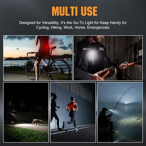 VTIGER C1 Rechargeable EDC Flashlight Clip-on Light, 1300 Lumens Powerful Portable Mini Swivel Clip Light,Multi-Mode,IPX6 Waterproof, Magnetic Small Pocket Lights for Cycling,Working,Emergency,Signal in Kuwait