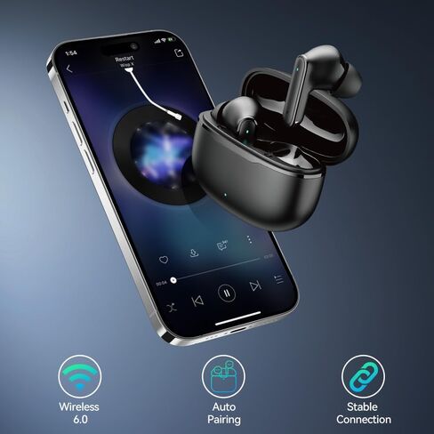 Wireless Earbuds with Charging Case, Bluetooth 6.0 Earbuds in-Ear Noise Cancelling Mic with Deep Bass Sound, 40H Standby Earphones and Super Light Weight Wireless Headphones for Android iOS in Kuwait