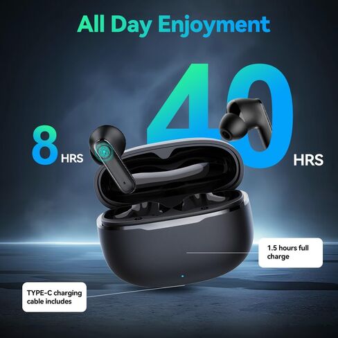 Wireless Earbuds with Charging Case, Bluetooth 6.0 Earbuds in-Ear Noise Cancelling Mic with Deep Bass Sound, 40H Standby Earphones and Super Light Weight Wireless Headphones for Android iOS in Kuwait