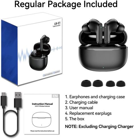 Wireless Earbuds with Charging Case, Bluetooth 6.0 Earbuds in-Ear Noise Cancelling Mic with Deep Bass Sound, 40H Standby Earphones and Super Light Weight Wireless Headphones for Android iOS in Kuwait