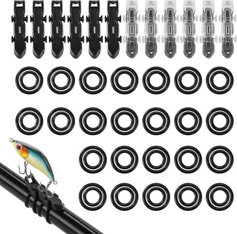 12pcs Lure Magnetic Automatic Hooker, Fishing Hook Keeper with 2 Sizes Rubber Rings Magnetic Fishing Hook Holder Accessories in Saudi Arabia