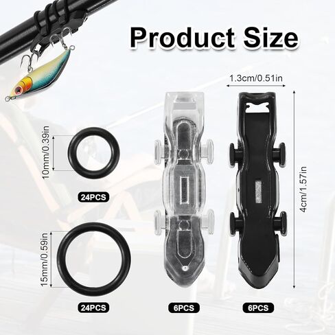12pcs Lure Magnetic Automatic Hooker, Fishing Hook Keeper with 2 Sizes Rubber Rings Magnetic Fishing Hook Holder Accessories in Saudi Arabia