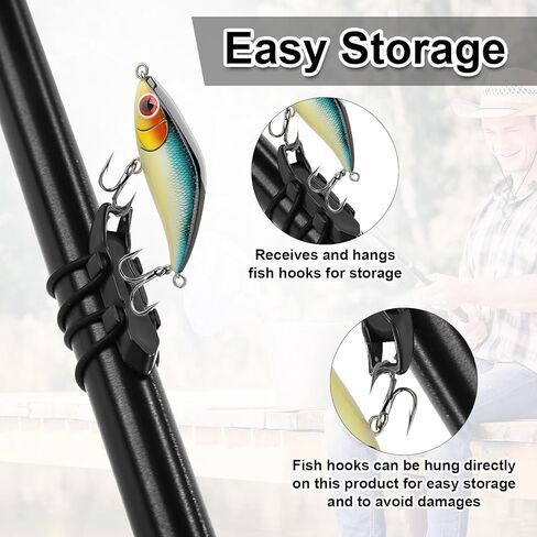 12pcs Lure Magnetic Automatic Hooker, Fishing Hook Keeper with 2 Sizes Rubber Rings Magnetic Fishing Hook Holder Accessories in Saudi Arabia