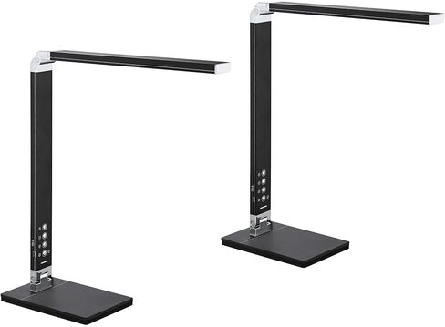 360 إضاءة Jett 16 1/2 "مصابيح مكتب حديثة صغيرة عالية مجموعة من 2 منفذ USB ضوء ليلي LED ظل معدني أسود للمنزل والمكتب وغرفة المعيشة شحن غرفة النوم بجانب السرير ومنضدة المنزل للقراءة ومدخل المطبخ in Kuwait