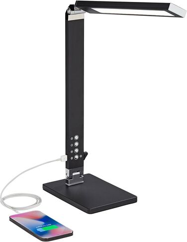 360 إضاءة Jett 16 1/2 "مصابيح مكتب حديثة صغيرة عالية مجموعة من 2 منفذ USB ضوء ليلي LED ظل معدني أسود للمنزل والمكتب وغرفة المعيشة شحن غرفة النوم بجانب السرير ومنضدة المنزل للقراءة ومدخل المطبخ in Kuwait
