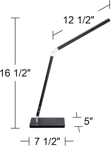 360 إضاءة Jett 16 1/2 "مصابيح مكتب حديثة صغيرة عالية مجموعة من 2 منفذ USB ضوء ليلي LED ظل معدني أسود للمنزل والمكتب وغرفة المعيشة شحن غرفة النوم بجانب السرير ومنضدة المنزل للقراءة ومدخل المطبخ in Kuwait